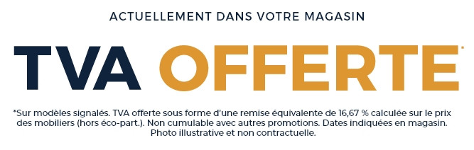 TVA offerte sur un grand choix de canapés, fauteuils, grands et petits meubles.