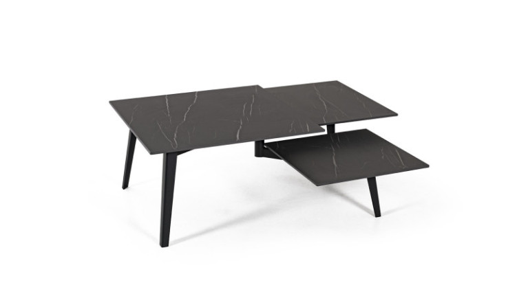 Table basse MONCEAU | Dessus ceramique piètement métal laque noir