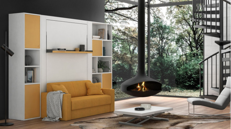 Lit escamotable vertical avec banquette | Un couchage supplémentaire