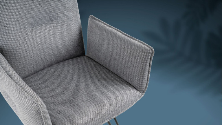 Fauteuil tissu MANON I Elégance du piétement épingle en métal