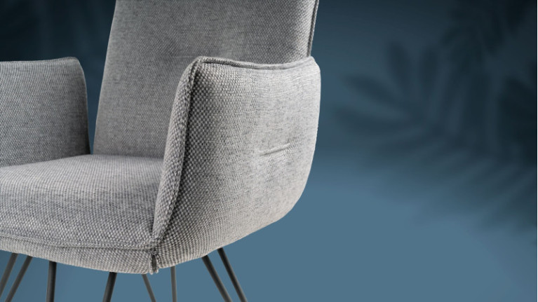 Fauteuil tissu MANON I Elégance du piétement épingle en métal