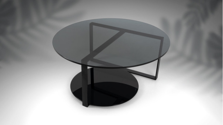 Table basse ronde MILANO I Design minimaliste avec 2 plateaux verre