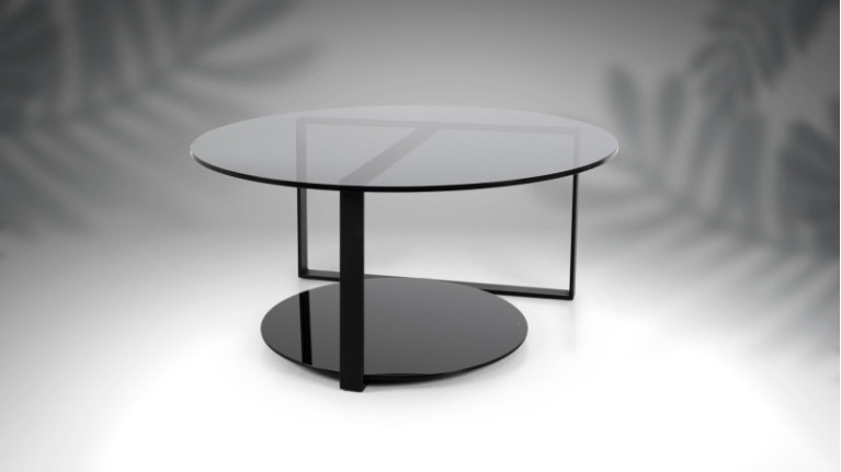 Table basse ronde MILANO I Design minimaliste avec 2 plateaux verre