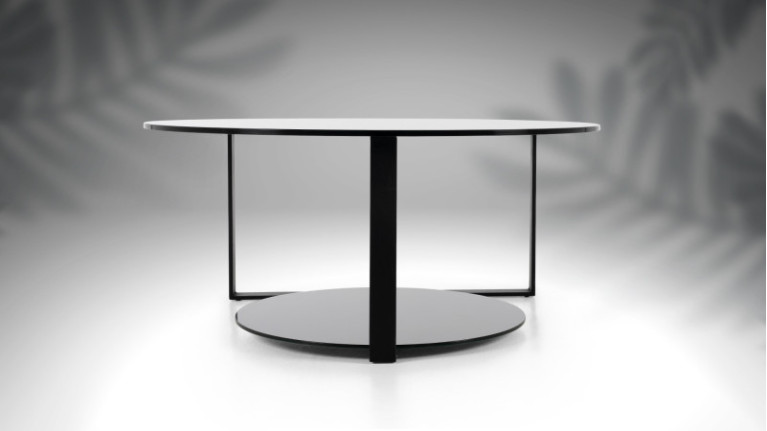 Table basse ronde MILANO I Design minimaliste avec 2 plateaux verre