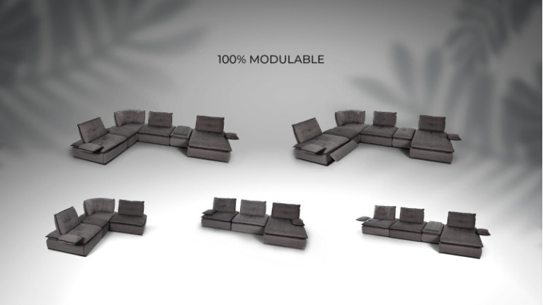 Canapé d'angle relaxation OREO | 100% modulable. Dossiers rabattables