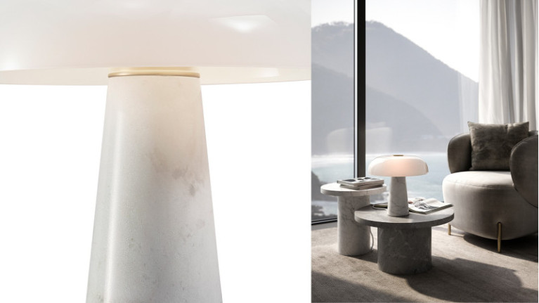 Lampe GLOSSY I Marbre et verre opalin pour ce grand prix de design