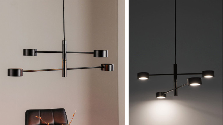 Suspension design CLYDE I 4 spots, 3 niveaux de luminosité