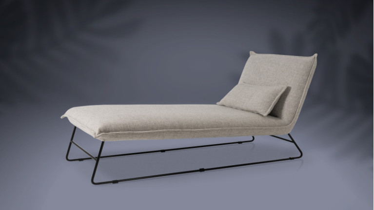 Chaise longue d'intérieur JASMIN | Coloris beige ou gris