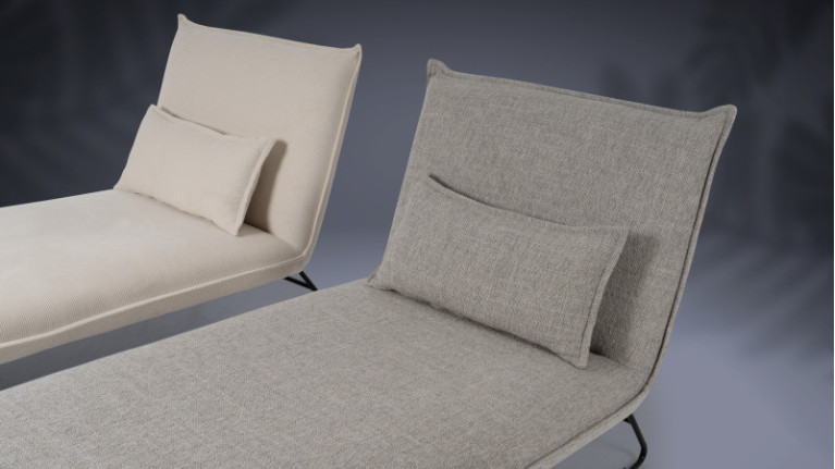 Chaise longue d'intérieur JASMIN | Coloris beige ou gris