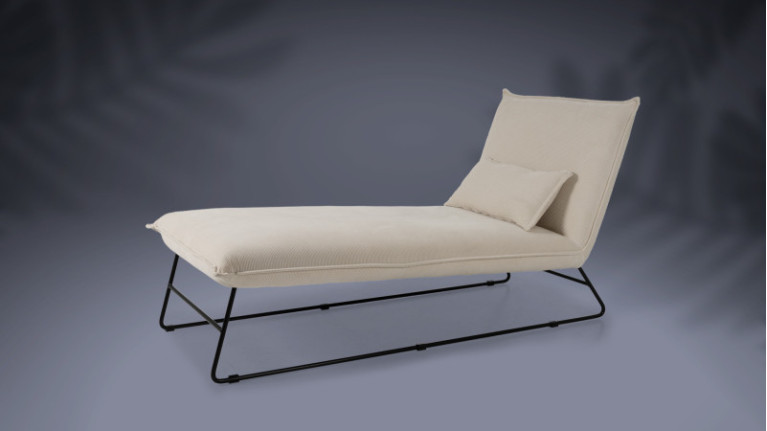 Chaise longue d'intérieur JASMIN | Coloris beige ou gris