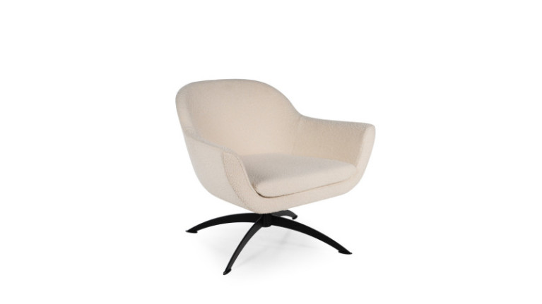 Fauteuil bas en tissu bouclé beige NOE