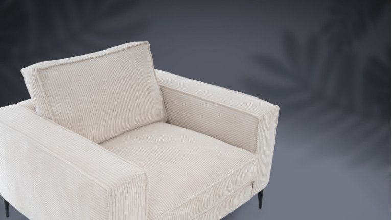 Fauteuil CHIANTI | Fauteuil en tissu aspect velours côtelé crème