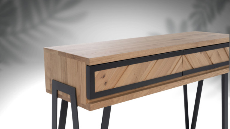 Console 2 tiroirs en bois RELIEF | Le chêne à l'honneur