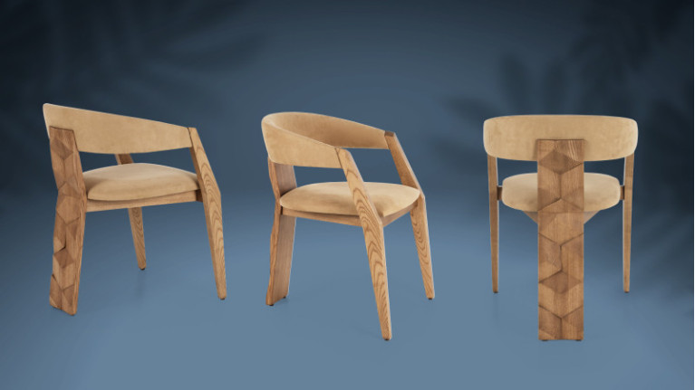 Fauteuil MIELLAT I Dos sculpté, finition chêne ou noyer