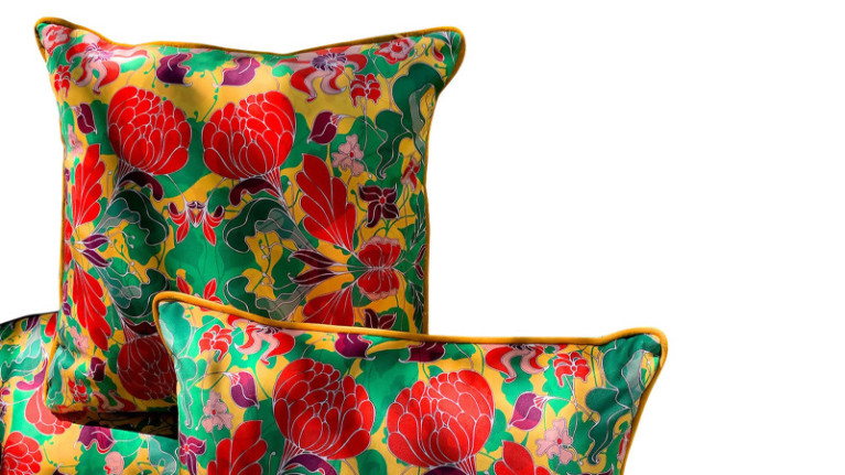 Coussin velours AU JARDIN I Création Amélie Choquet. 3 univers colorés