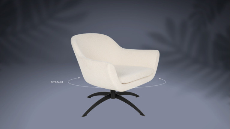 Fauteuil pivotant NOÉ | Tissu bouclette à la pointe de la tendance