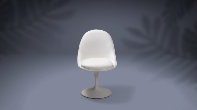 Chaise pivotante blanche SONIA | Pied tulipe et assise rembourrée