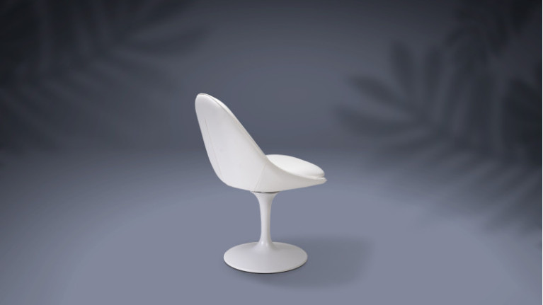 Chaise pivotante blanche SONIA | Pied tulipe et assise rembourrée