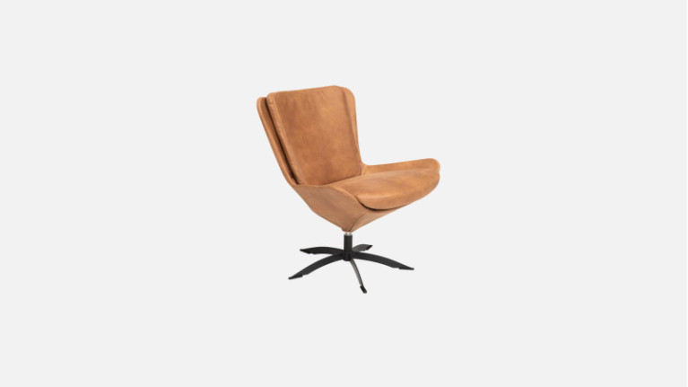 Fauteuil pivotant cuir LIVY | Design scandinave et confort parfait