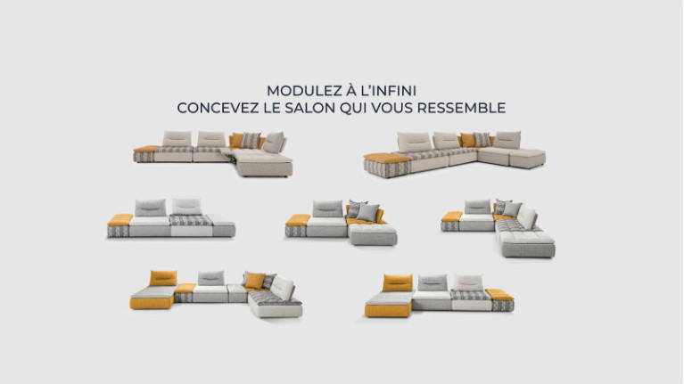 Chauffeuse dossier avance-recule BYBLOS | Un salon design