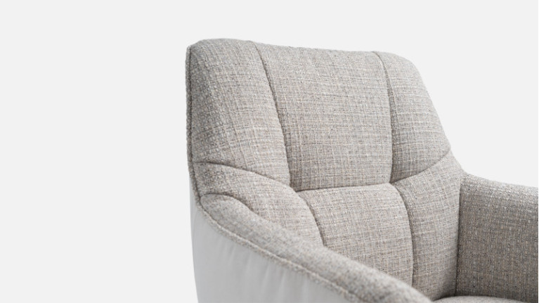 Fauteuil pivotant tissu LITCHI | Design et confort à la scandinave