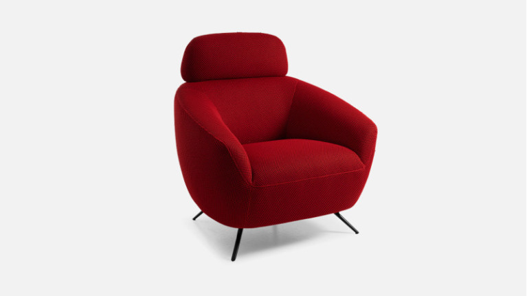 Fauteuil avec têtière en tissu 3D rouge CASSANDRA