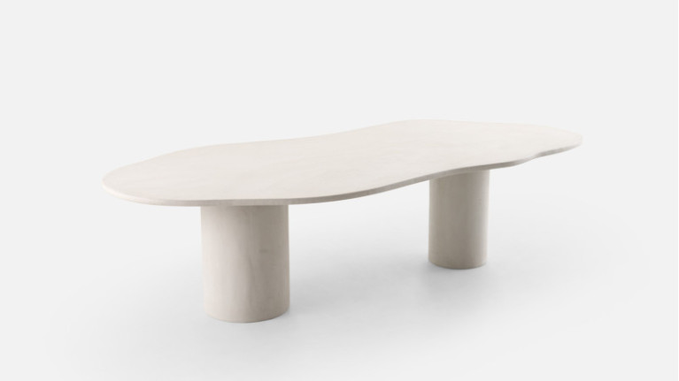 Table de repas design de forme organique avec un effet béton ciré PICASSO