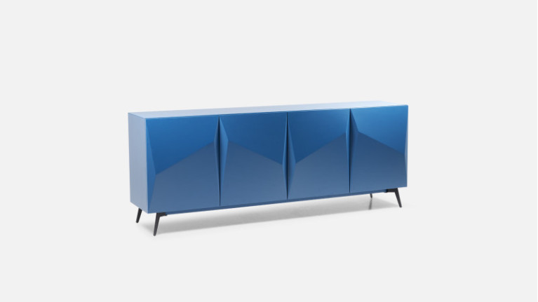 Buffet 4 portes laque brillante ORIGAMI | Design minimaliste