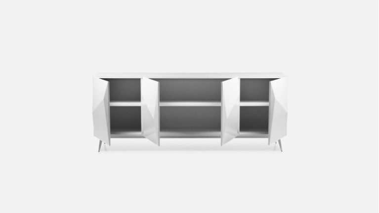 Buffet 4 portes laque brillante ORIGAMI | Design minimaliste