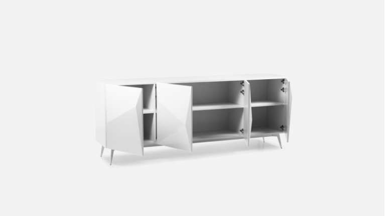 Buffet 4 portes laque brillante ORIGAMI | Design minimaliste