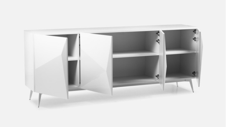 Buffet 4 portes laque brillante ORIGAMI | Design minimaliste