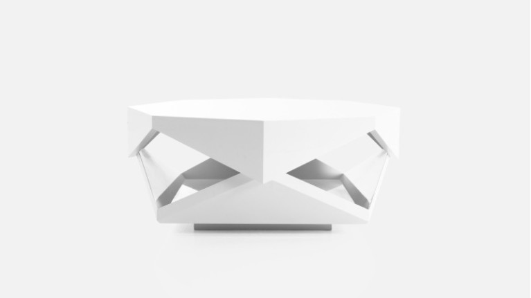 Table basse blanche en laque ORIGAMI | Design minimaliste