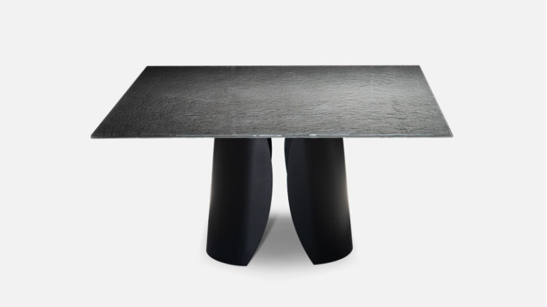 Table de repas carré avec plateau argenté OTTO