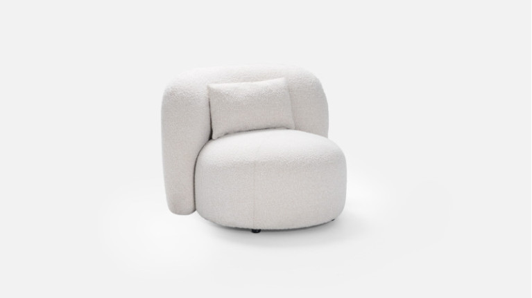 Fauteuil en tissu bouclé beige MOLLIS