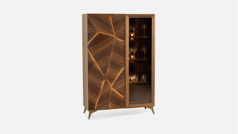 Vitrine 1 porte ECLIPSE | Meuble haut de gamme pour un salon design