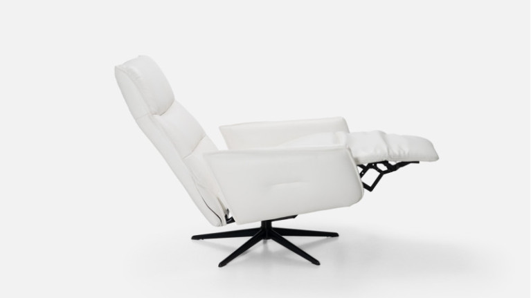 Fauteuil relaxation manuelle pivotant cuir blanc APOLLON