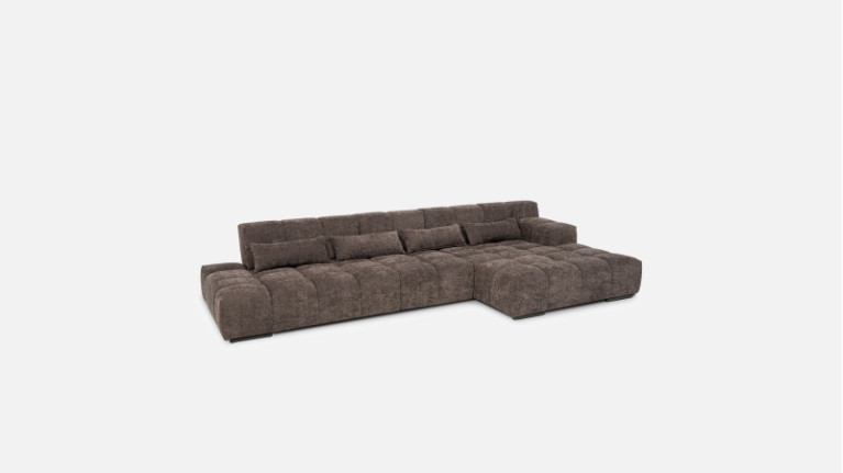 Canapé angle chaise longue TEMPLE | Avec profondeur d'assise réglable