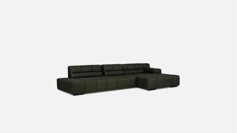 Canapé angle chaise longue TEMPLE | Avec profondeur d'assise réglable