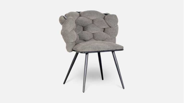 Chaise ROCK en tissu chenille beige