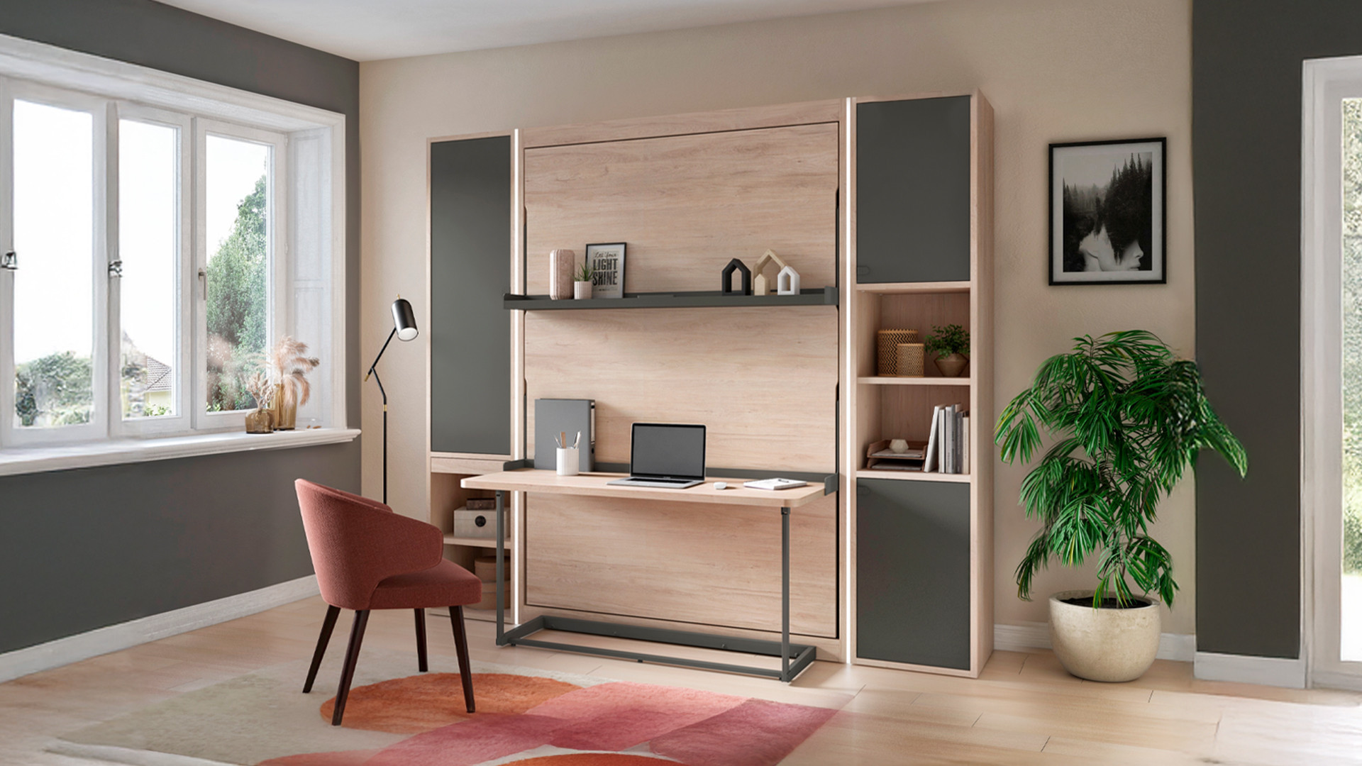 Lit escamotable vertical avec bureau SMART