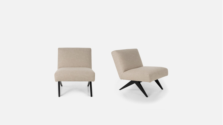 Fauteuil bas en lin beige IMKA