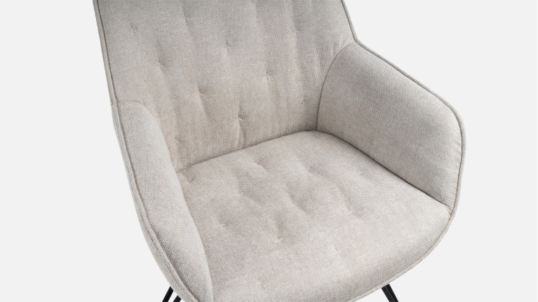 Fauteuil tissu JULIA I Assise couettée et piétement épingle en métal