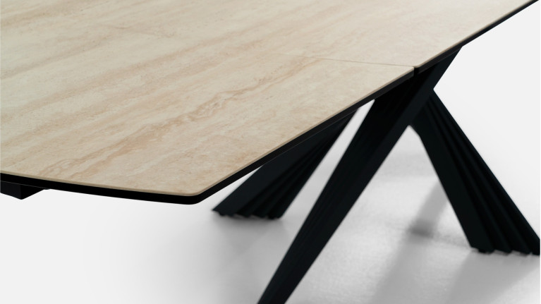 Table de repas extensible céramique travertin ROSA | Design raffiné