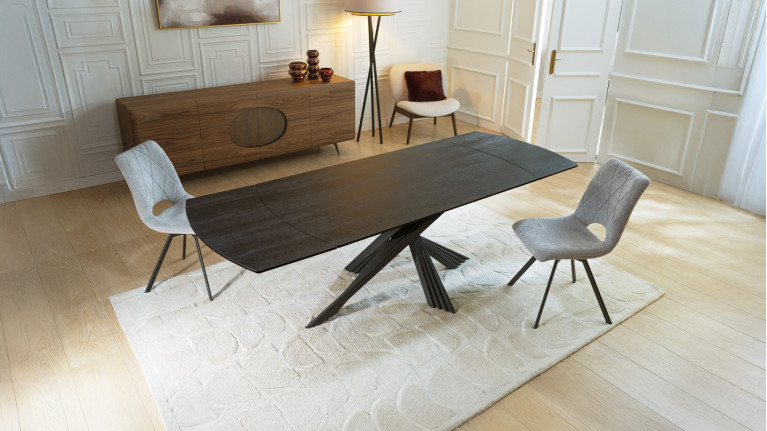 Table de repas extensible céramique grise ROSA | Design raffiné