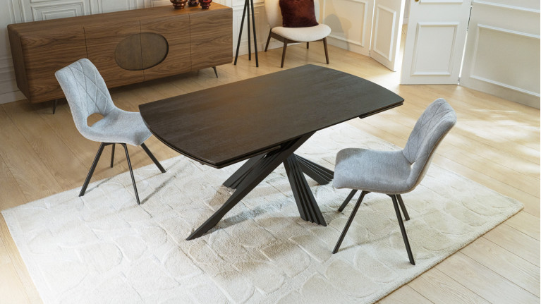 Table de repas extensible céramique grise ROSA | Design raffiné