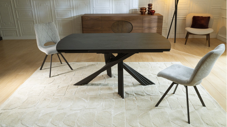 Table de repas extensible céramique grise ROSA | Design raffiné