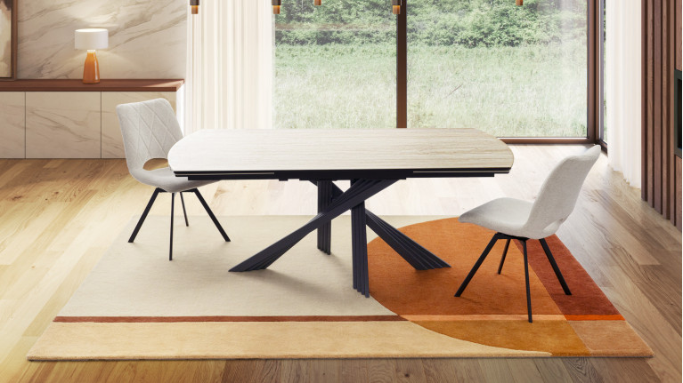 Table de repas extensible céramique travertin ROSA | Design raffiné