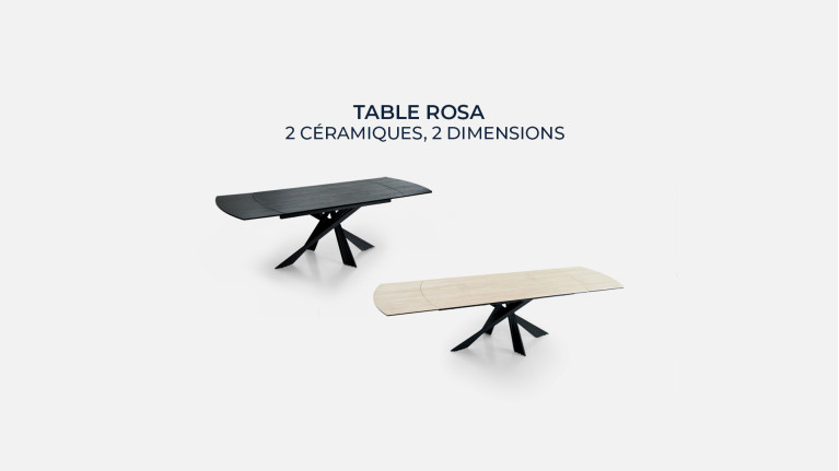 Table de repas extensible céramique travertin ROSA | Design raffiné