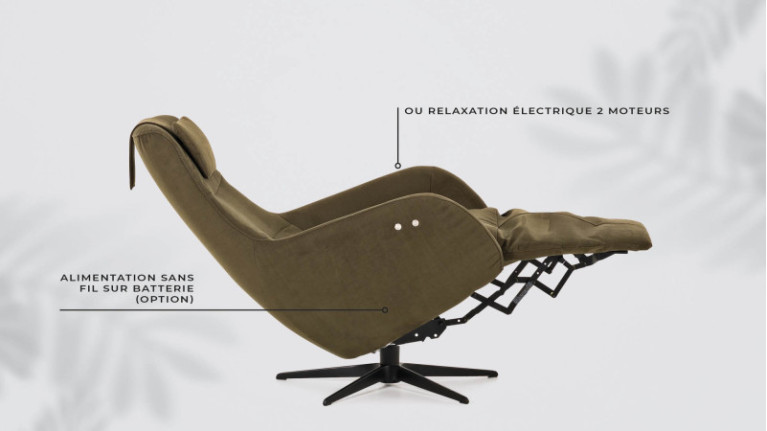 Fauteuil relaxation électrique BOREAL - Multiples coloris