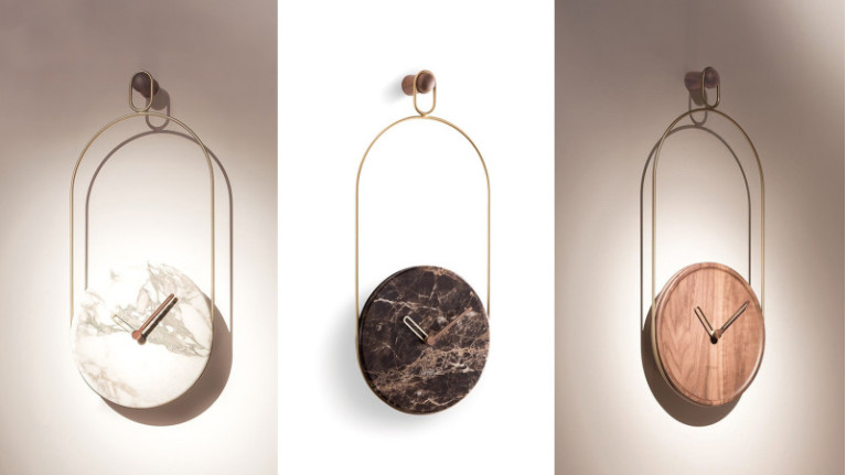 Horloge murale ESLABON | Cadran en bois massif ou marbre.